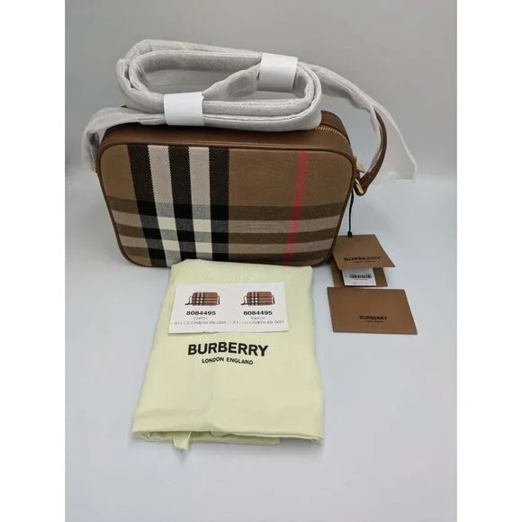Burberry Vintage Check Large Camera Shoulder Bag Earth 8084495 - Picture 13 of 14